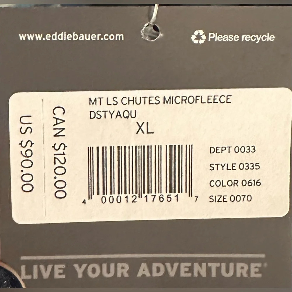 NWT Eddie Bauer Chutes Long Sleeve Fleece Button Down Men Size Tall Extra Large - Picture 7 of 7